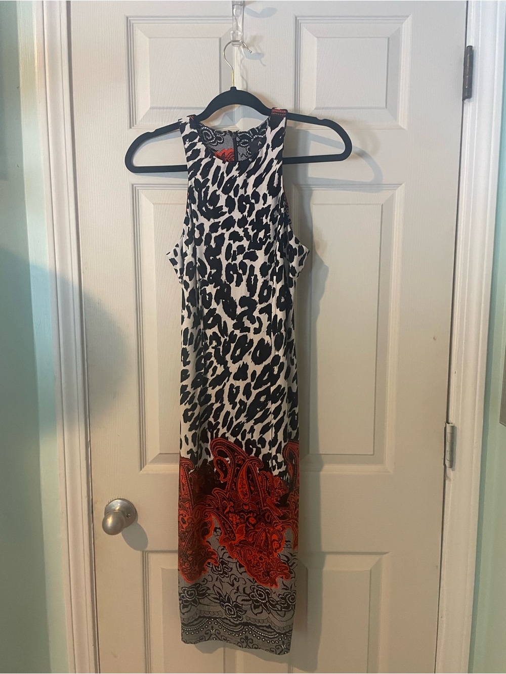 AX Paris Black & White Animal Print Maxi Dress with Red Paisley Border